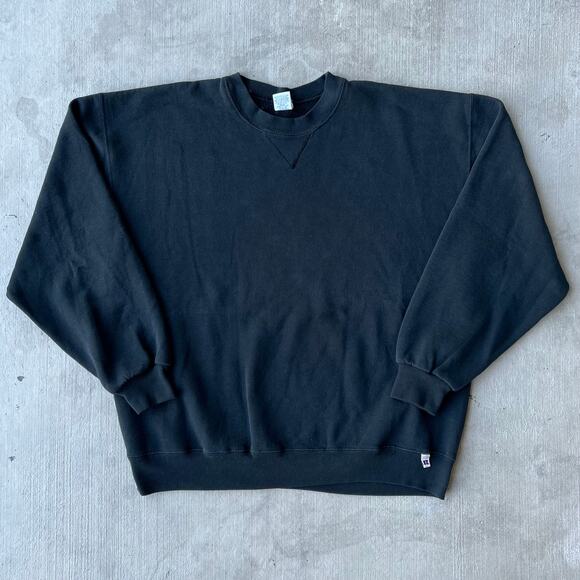 Vintage Y2K black Russell athletic blank crewneck sweatshirt - Picture 1 of 4
